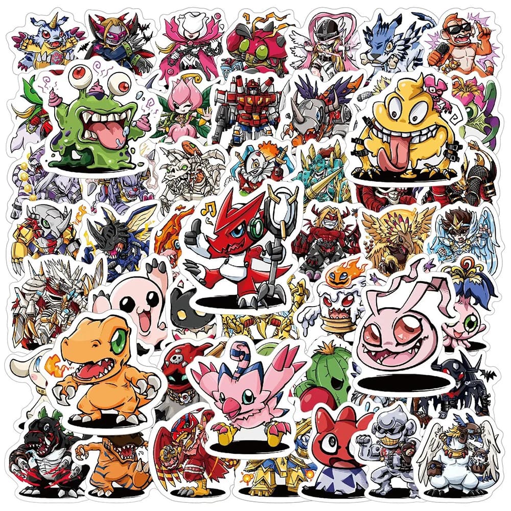 10/30/50 Pezzi Adesivi Anime Giapponesi Digimon Adventure, Cool Decalcomanie Cartoon per Decorazione Fai-da-Te, Valigie, Laptop, Telefono, Vendita all'Ingrosso