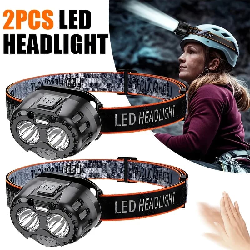 Powerful LED Induction Headlamp IPX4 Waterproof Emergency Head Flashlight 250LM XPE Lantern for Outdoor Fishing Camping Hiking