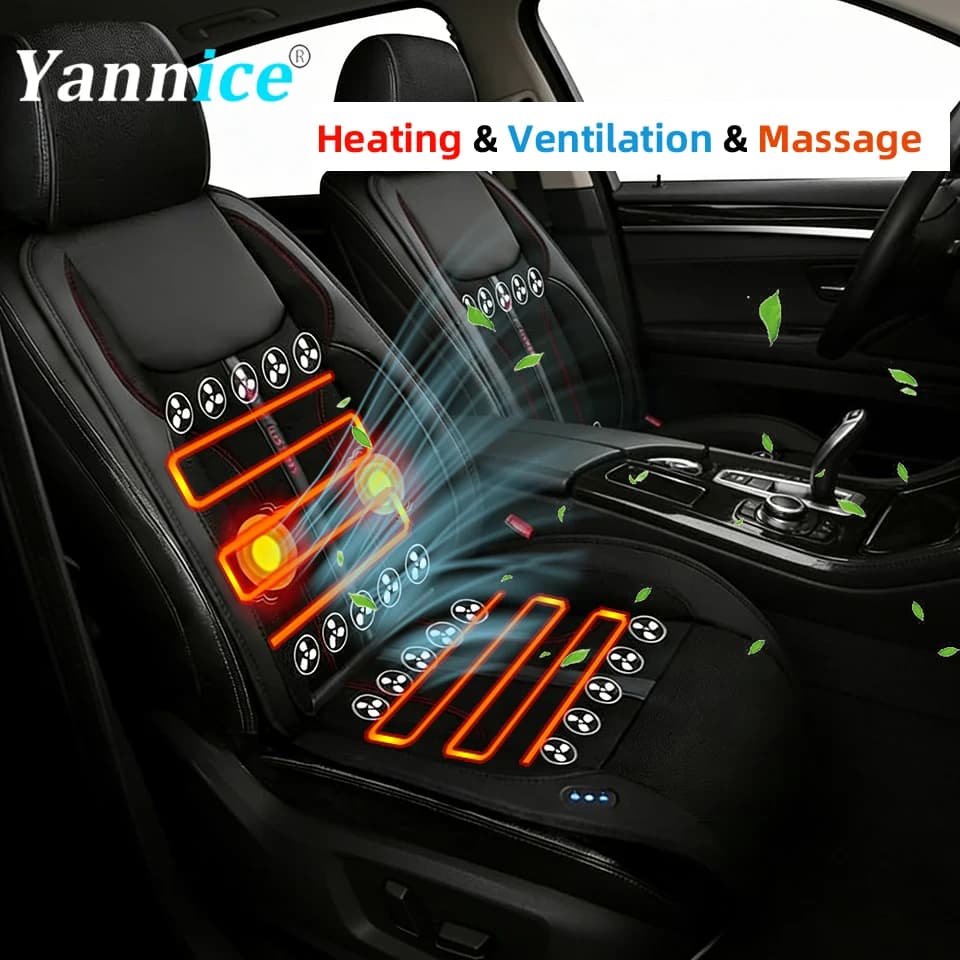 Car seat cushion 3 in 1 with 20 fans Cooling Massage Heating or only seat cover with ventilation Optional 12V universal bearing set