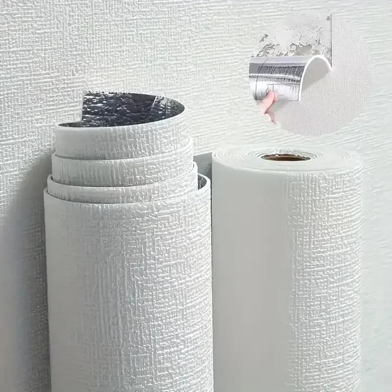 Self-Adhesive Colorful Linen Texture Wallpaper Waterproof Foam 3D Wall Stickers for Bedroom Living Room Bathroom Decoration