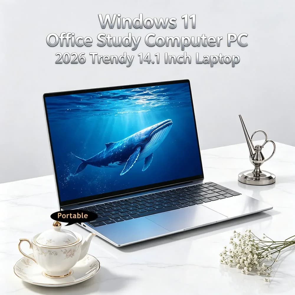 Laptop Ultra-chiaro da 14.1" con Schermo IPS FHD 120Hz, Batteria 7500mAh, SSD 32GB/2TB, Tastiera Retroilluminata e Sblocco con Impronta Digitale