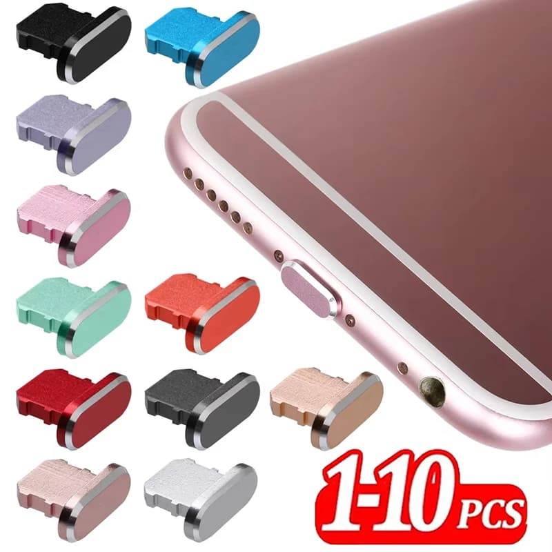2-10 Parts Aluminum Alloy Dust Cover for iPhone 14 13 12 Mini Pro Max Plus iPad AirPods Apple Series Lightning Door Covers