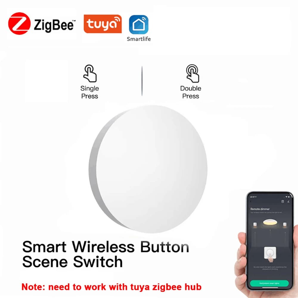 Tuya ZigBee Smart Domotic Scene Switch Battery Powered Smart Connection Works with Smart Life Zigbee Devices