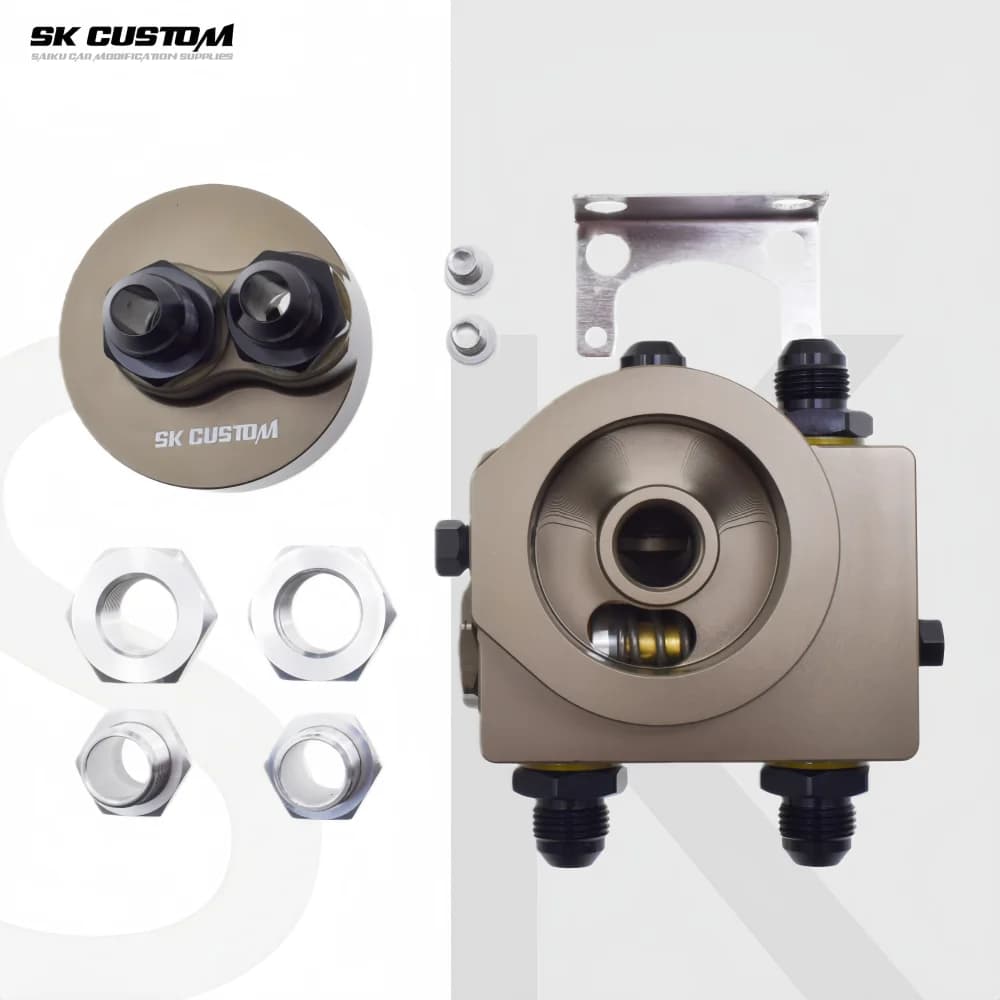 Adattatore per Radiatore Motore SK CUSTOM, Filtro Olio, Piastra Sandwich, Adattatore Termostato, Adattatore Split AN8 AN10 in Lega di Alluminio CNC