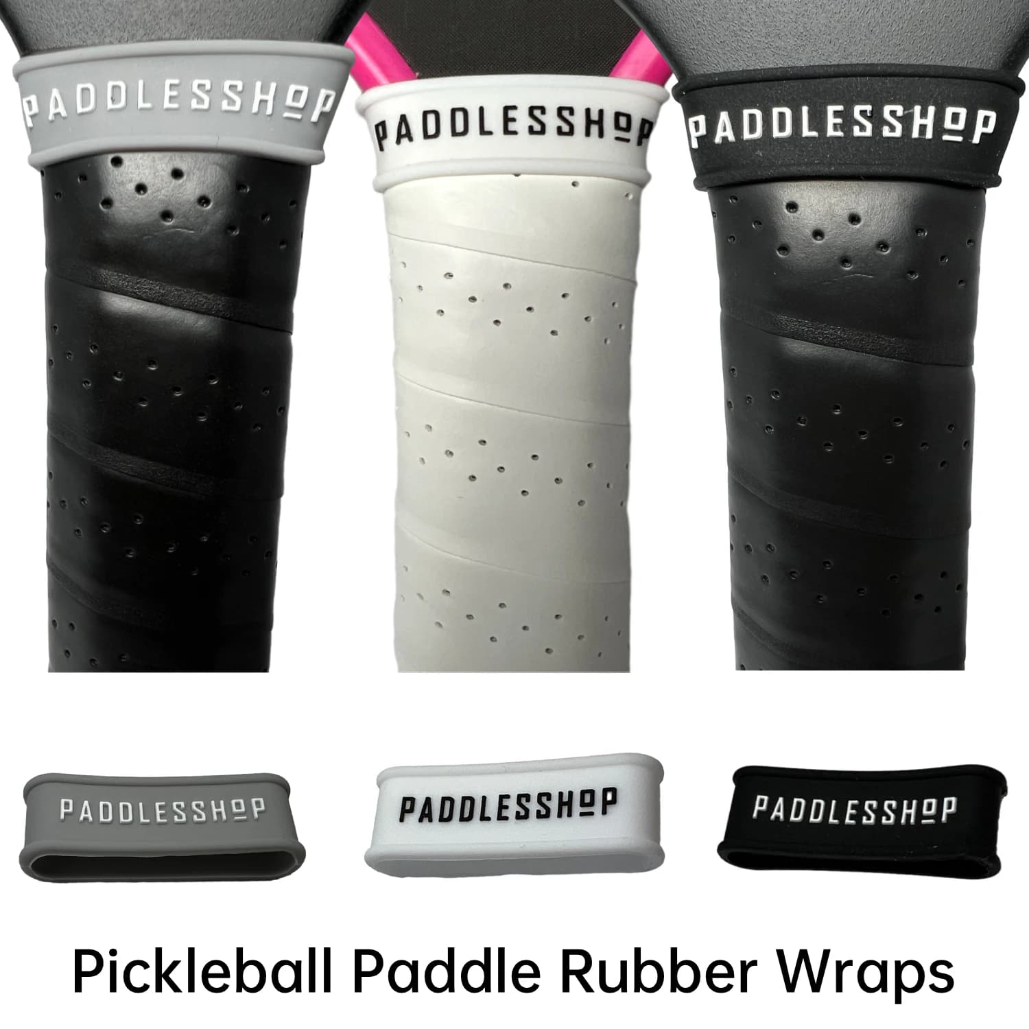 3PCS Pickleball Paddle Silicone Rubber Ring Tennis Rack Grip Rubber Roller Wrap Handle Closure Rubber for Tennis Rack Pickleball