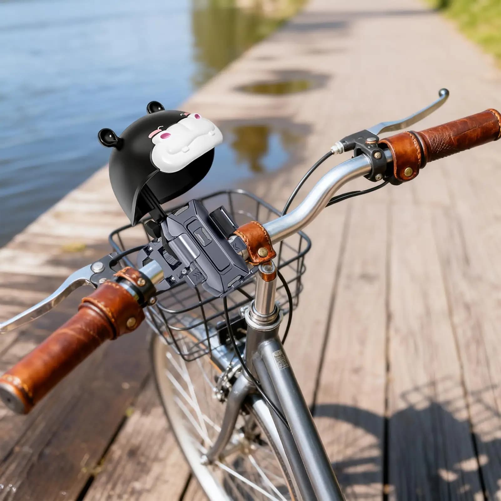 Support for cycling phone with small helmet Support for motor phone with bicycle, motorcycle, cycling on mountain road