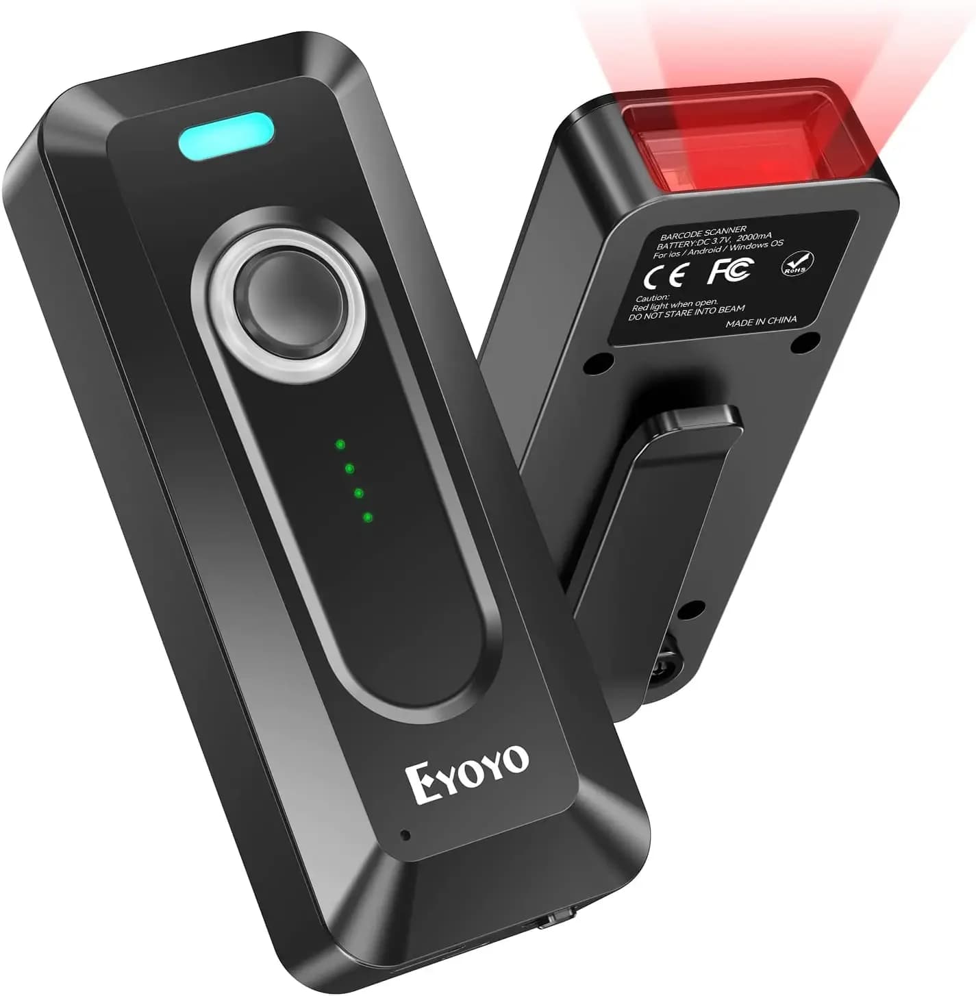 Scanner di codici a barre Bluetooth Eyoyo 2D Wireless con batteria a Clip da 2000mAh, Scanner portatile per lettore di codici a barre Mini QR