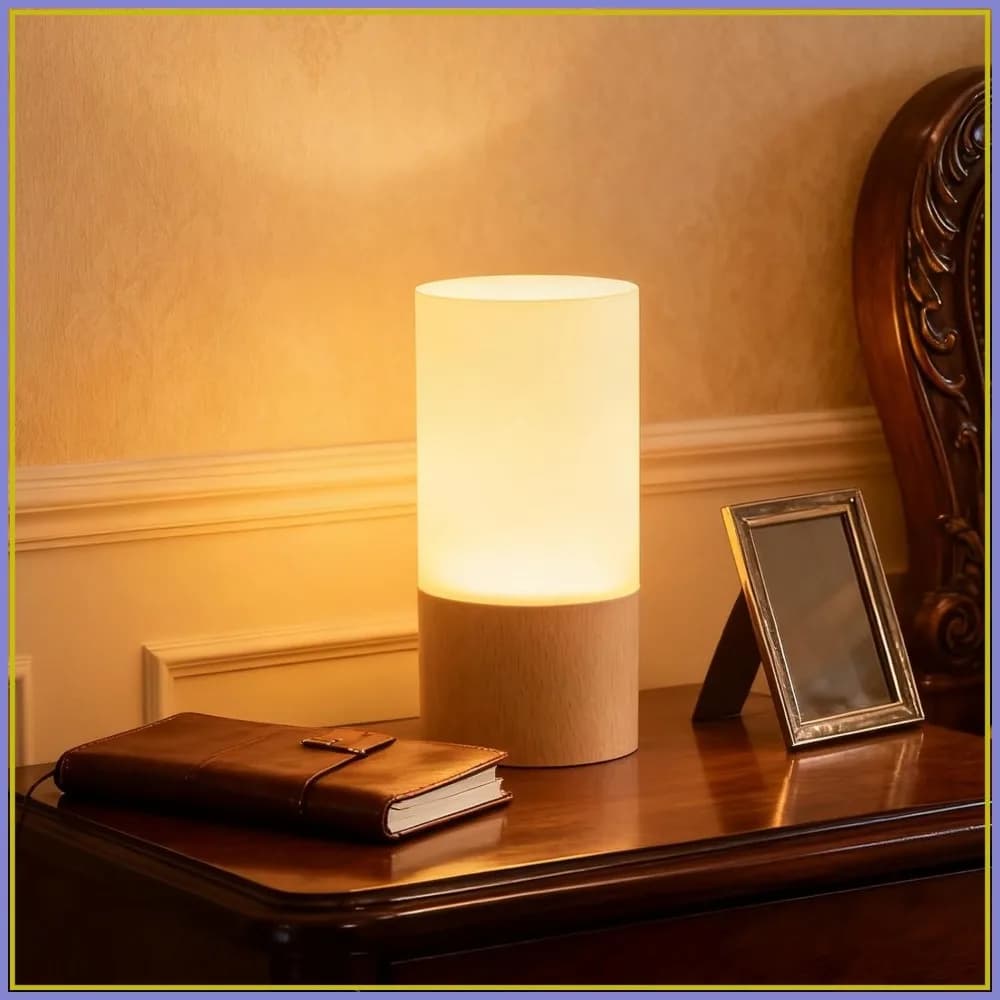 Lampada da Tavolo LED in Legno Creativa, Luce Notturna Dimmerabile per Camera da Letto, Illuminazione Ambientale Calda, Lampada Moderna per Arredamento Casa