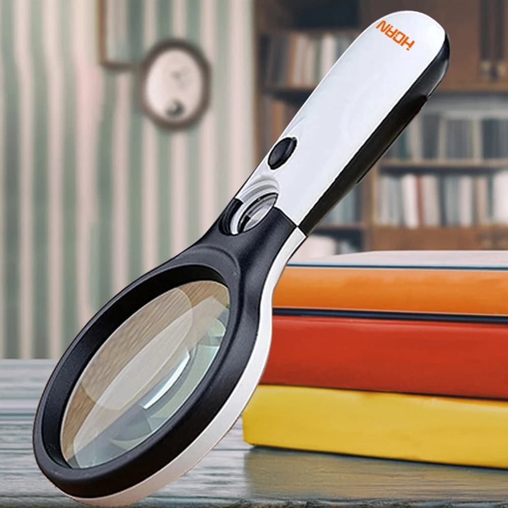 45X Portable White Enlargement Lens With 3 LED Lights For Reading, Jewelry Enlargement Lens