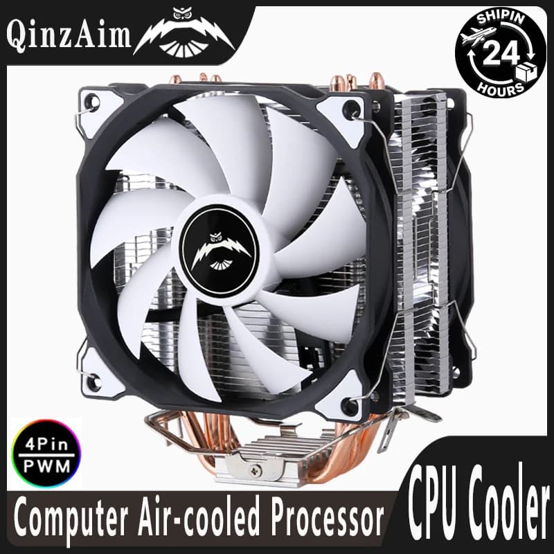 Dissipatore di Calore per CPU QiuzAim con Ventola da 120mm, Raffreddamento ad Aria, 4/6 Heat Pipe, PWM, Compatibile con LGA1200 115x 1700 1851 2011 2066 x79 x99 AM4 AM5