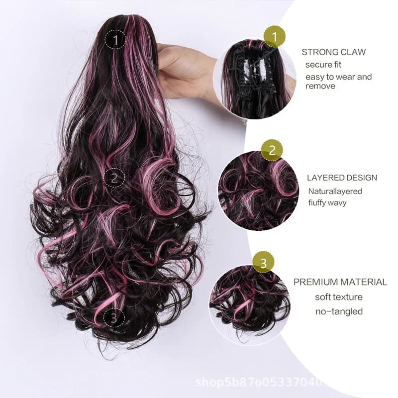 New Clip Wig with High Waterfall Horsetail, Natural and Vaporous Hair with Clips