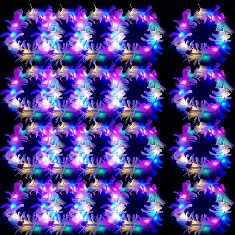 10pcs LED Feather Wreath corona fascia Light Up piuma fascia copricapo luminoso perfetto per feste e festival