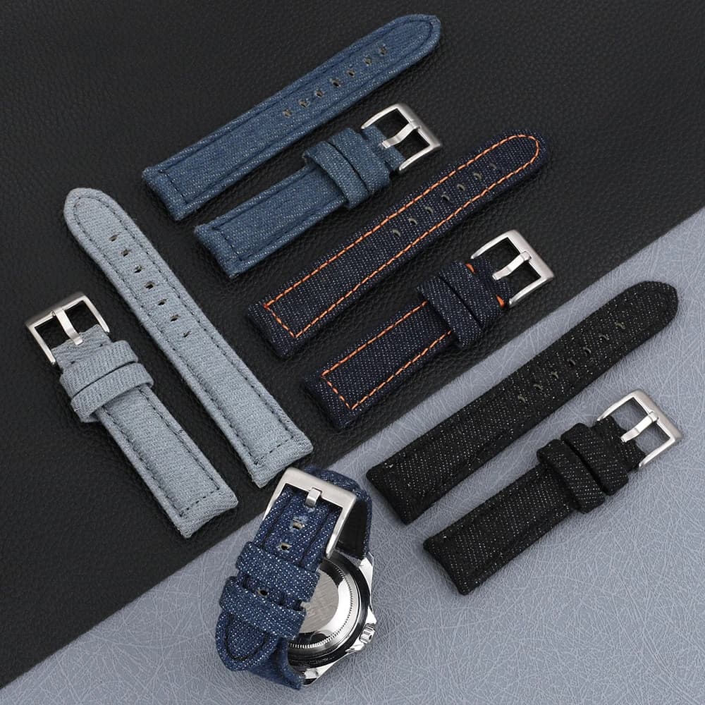 Vintage Denim Watch Strap for Huawei Gt2/3 20mm Leather Strap for Men Women Accessories Black Blue Grey