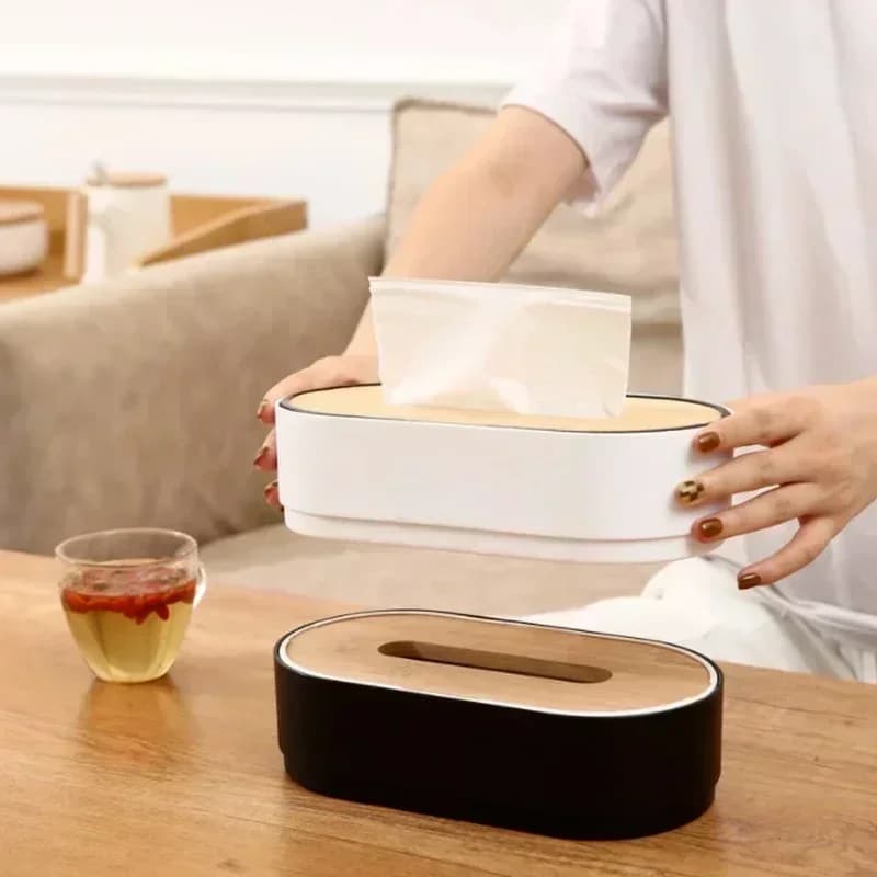 Porta Fazzoletti in Bambù Naturale, Elegante Porta Tovaglioli, Dispenser per Carta Igienica, Decorazione per Casa, Ufficio, Bagno e Scrivania