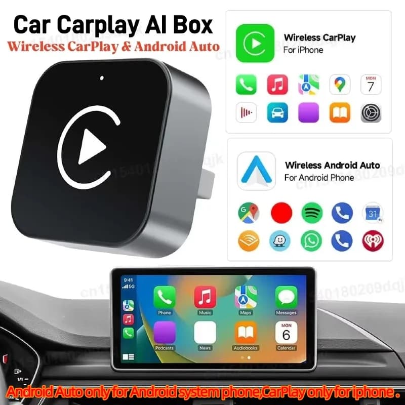 Wireless Carplay Adapter Android Auto 2 IN 1 Wireless Wired Carplay Adapter for iPhone Wireless Plug & Play Carplay Control
