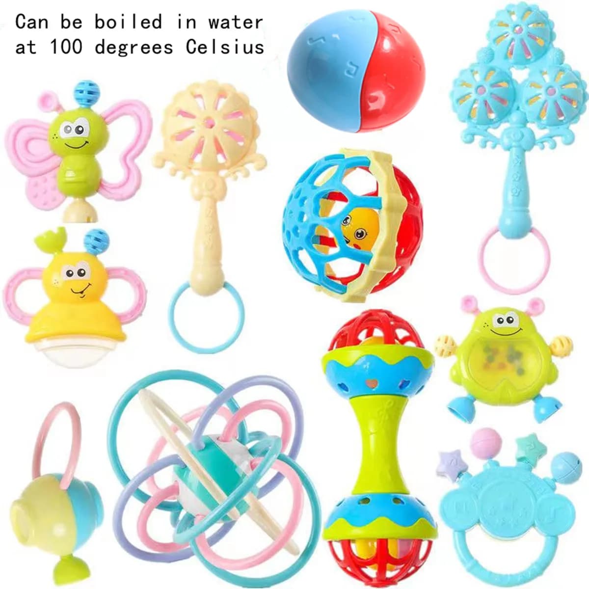 Colore casuale bambino presa a mano palla sonagli fitness gomma morbida sonagli a mano string massaggiagengive infantile 0-1 anni giocattoli educativi