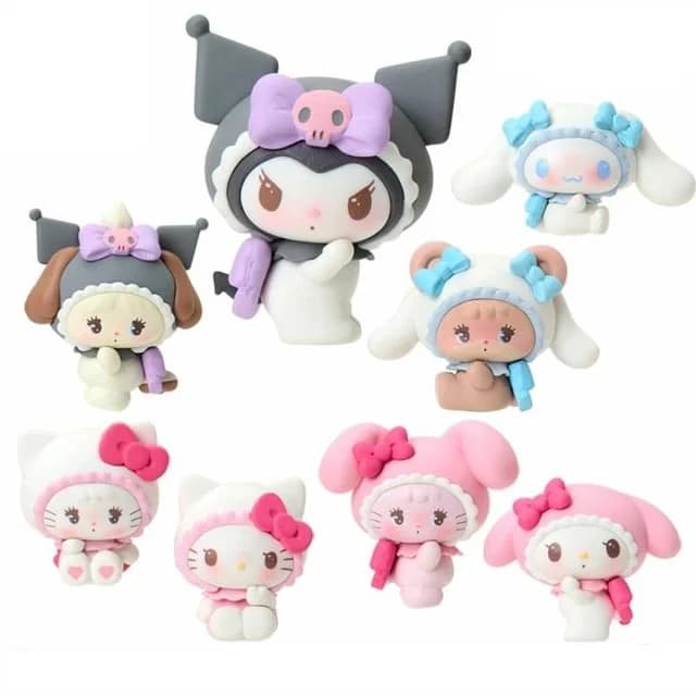 Sanrio Mikko Illustration Blind Box Hello Kitty Cinnamoroll Kuromi Kawaii Character Model Collectible Toy Desk Decoration Gifts