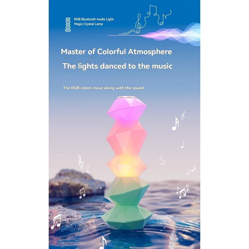 Altoparlanti con lampada in cristallo ABKJ, sincronizzazione musicale Bluetooth, design impilabile 3D, luci LED con telecomando Magic Wand per decorazioni domestiche
