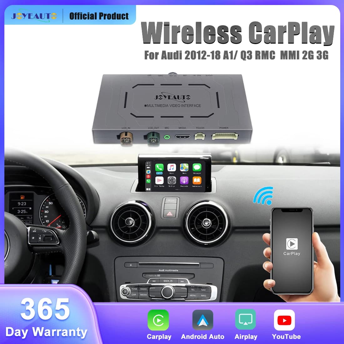 JoyeAuto per Audi 2012-2018 A1 Q3 RMC MMI 2G 3G Wireless Apple CarPlay Android Auto iOS AirPlay Retrofit Mirror-Link AirPlay