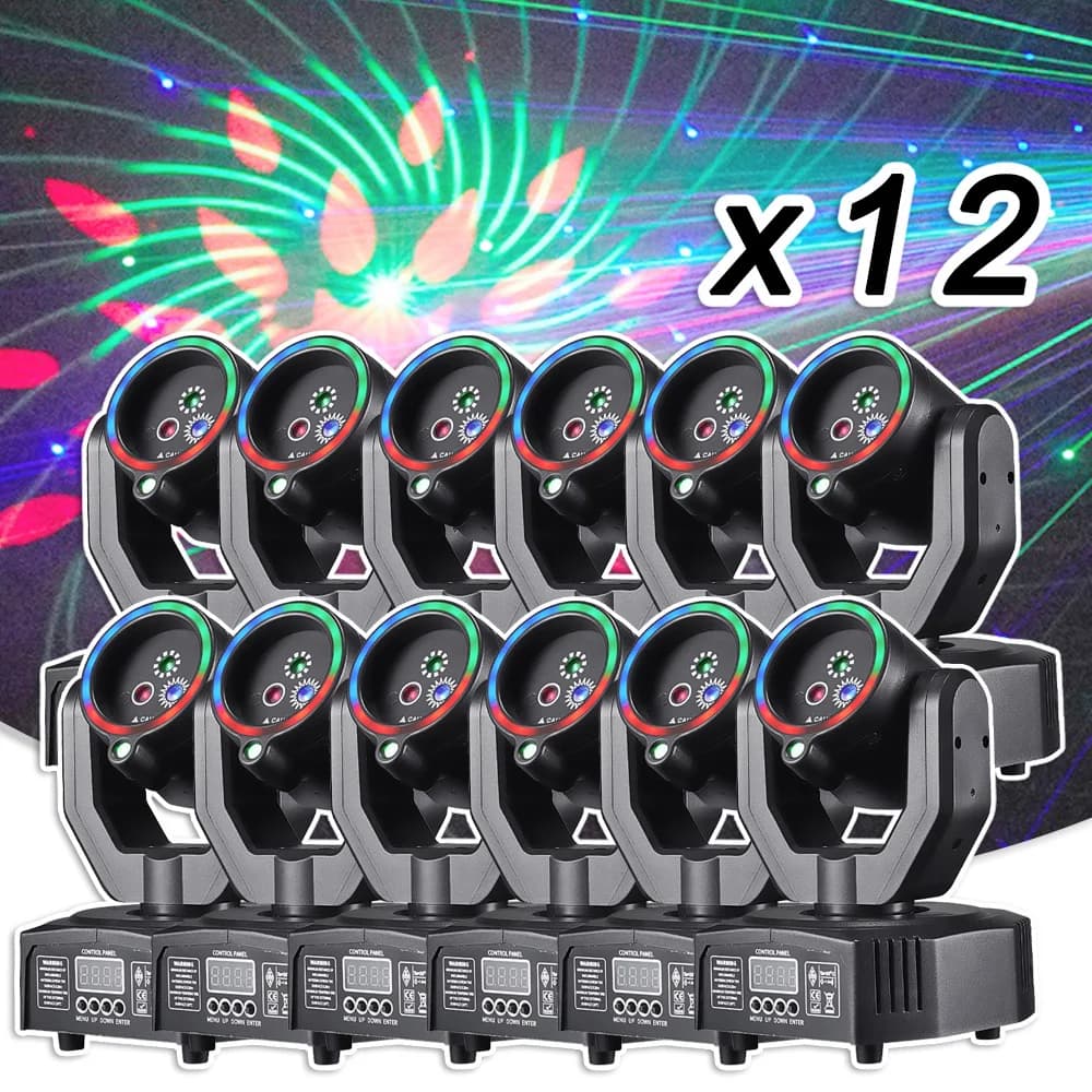 12PCS New 20W Head Mobile Light RGB Laser Spot SMD Ring DMX512 Control Effect For Dj Disco Night Club KTV Room Stage Lighting