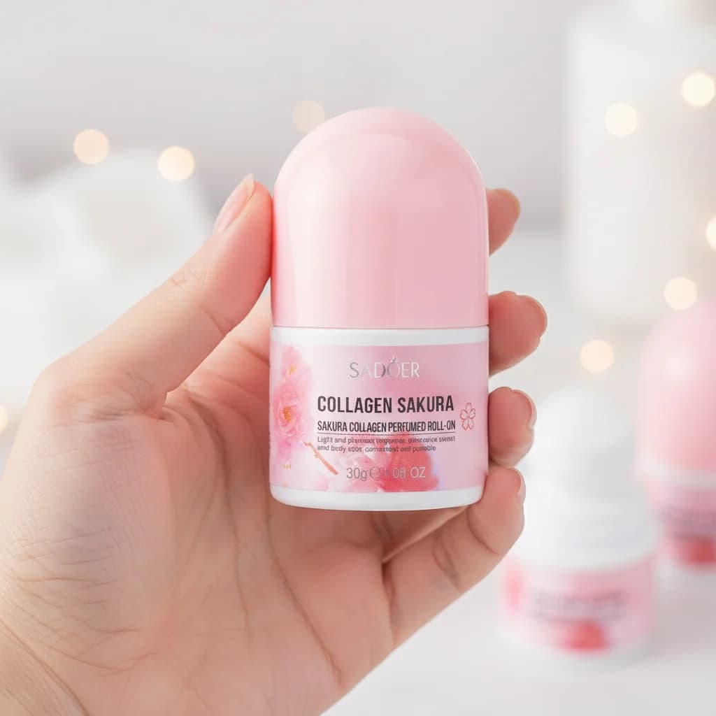 SADOER Deodorante Roll-On al Collagene di Sakura, Fragranza Leggera, Elimina Sudore e Odori Corporei, Pratico e Portatile per Uso Quotidiano, 1/2/3 Pezzi