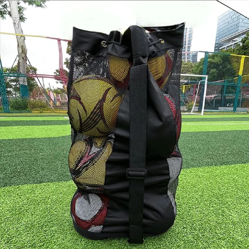 A18E-Borsa portaoggetti da calcio Capacità in rete Borsa da trasporto per palline da palestra, impermeabile, regolabile, per basket, pallavolo