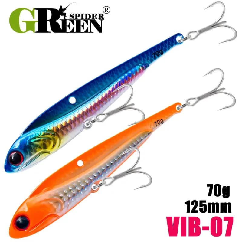 GREENSPIDER Pesca in mare VIB Esche 125mm 70g Tattling Affondamento Vibrazione Laser di alta qualità Pesca Bass Tonno Bluefish Attrezzatura