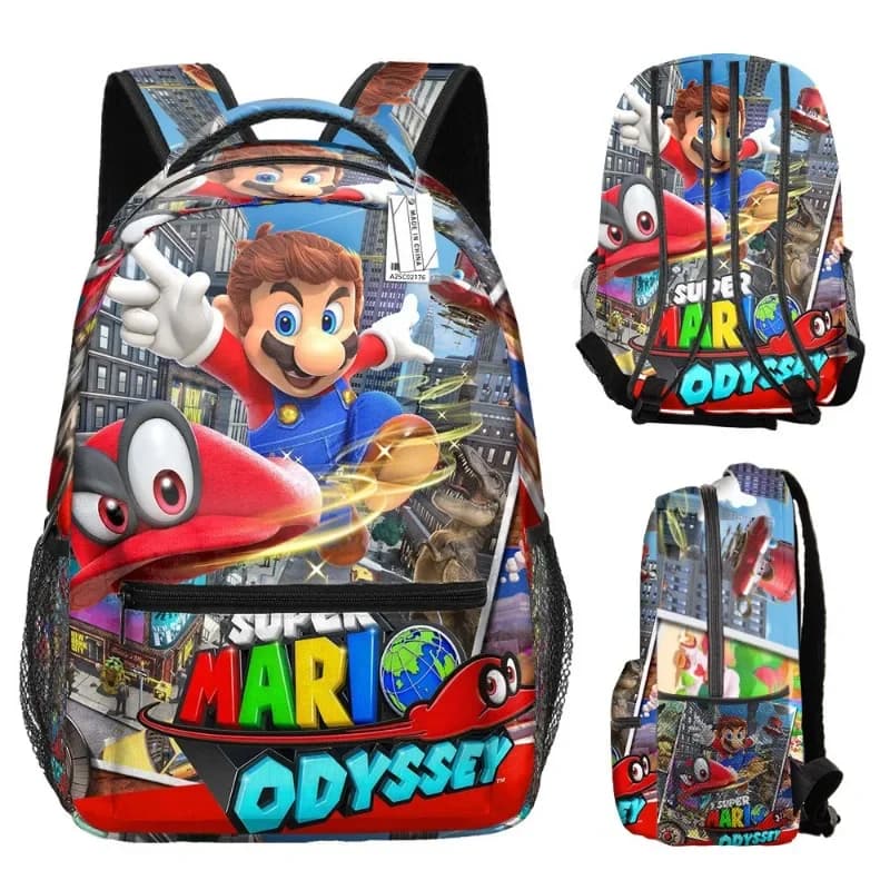 The Marios Bros backpack for girls and boys, high-capacity school bag, print on both sides, laptop backpack with cartoons, Mochila