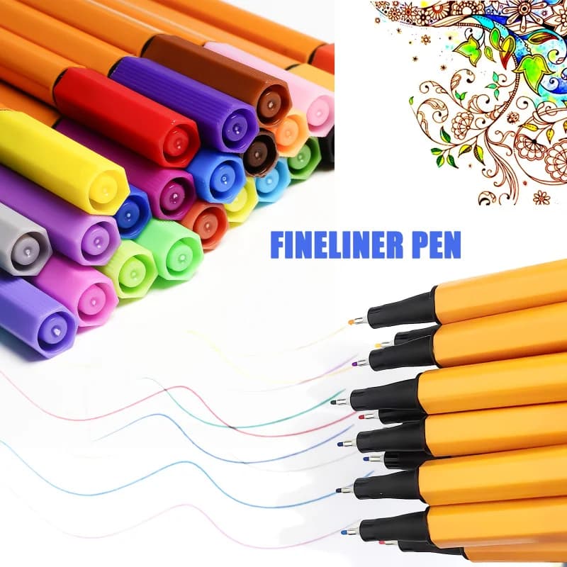 Set di 24 Penne a Punta Fine - Penne Impermeabili per Studenti, Essenziali per Appunti, Schizzi, Forniture per Ufficio, Regalo per il Ritorno a Scuola