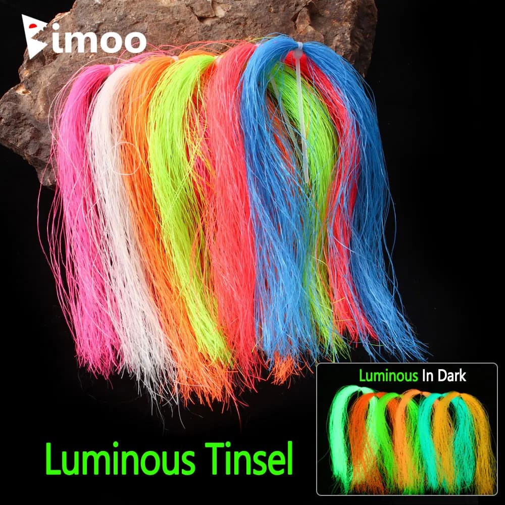 Bimoo 1/3/6 Luminous Material Packs in Tinsel for Construction Mosques, Ninfa wings, Artificial baits, Streamers, Jig, Salt and Trout Water Fishing baits