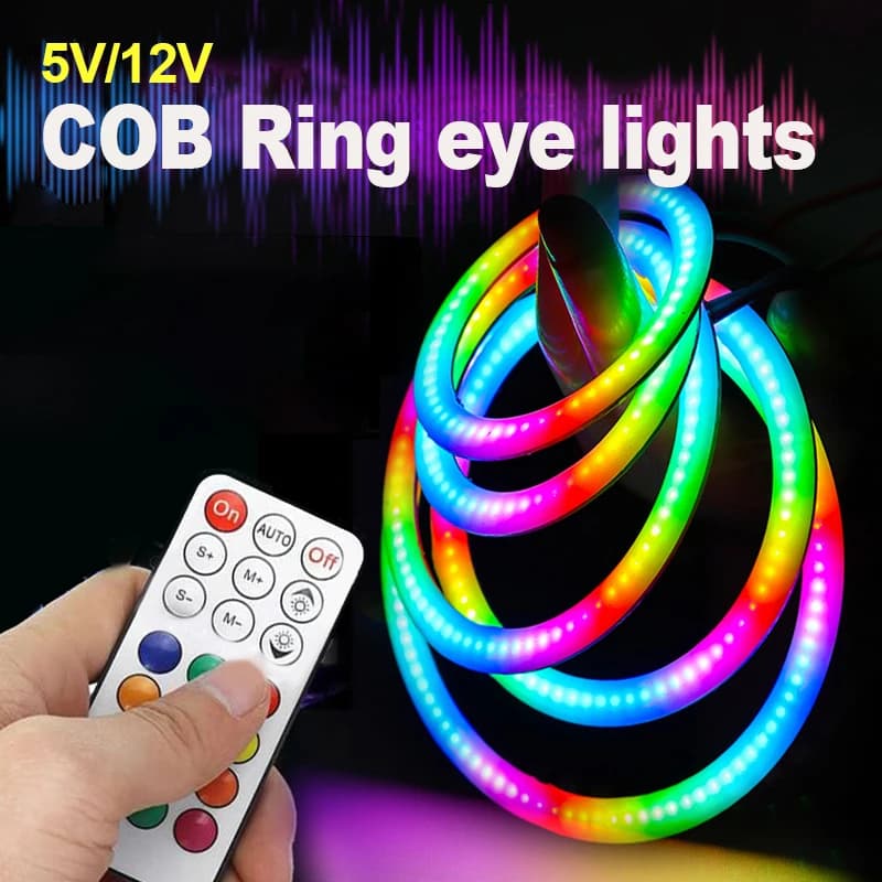 Luci LED COB RGB WS2812B per Auto 5V/12V, 18/36/54/72/90 LED Indirizzabili Individualmente, IC Integrato WS2812