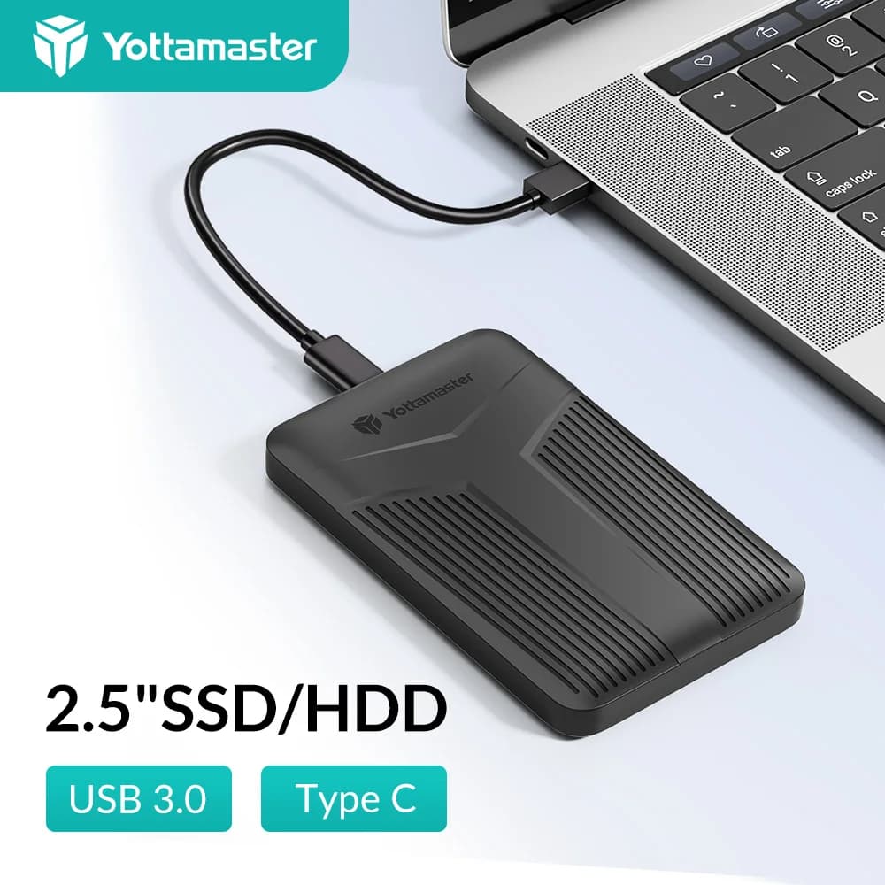 Yottamaster Custodia esterna SATA SSD/HDD da 2,5 pollici USB 3.0 Tipo C Custodia per disco rigido HD ad alta velocità da 6 Gbps Supporto capacità 4 TB UASP
