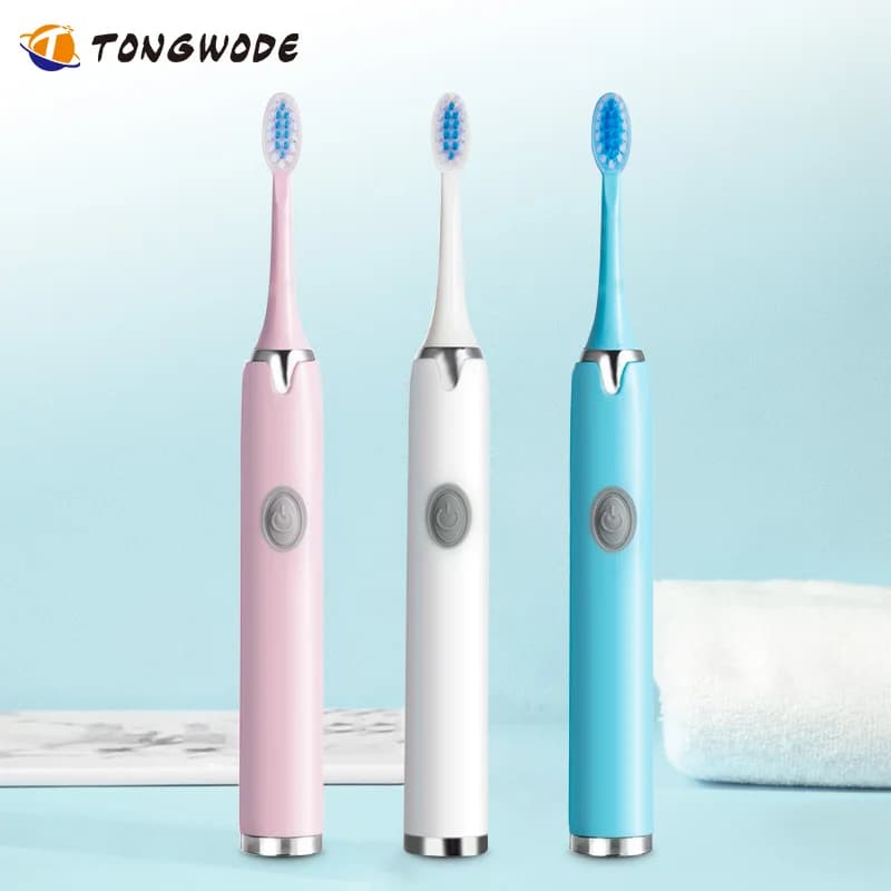 Sonic Electric Toothbrush Tongwode IPX7 waterproof adult couple soft bristles replaceable with 6 toothbrush heads