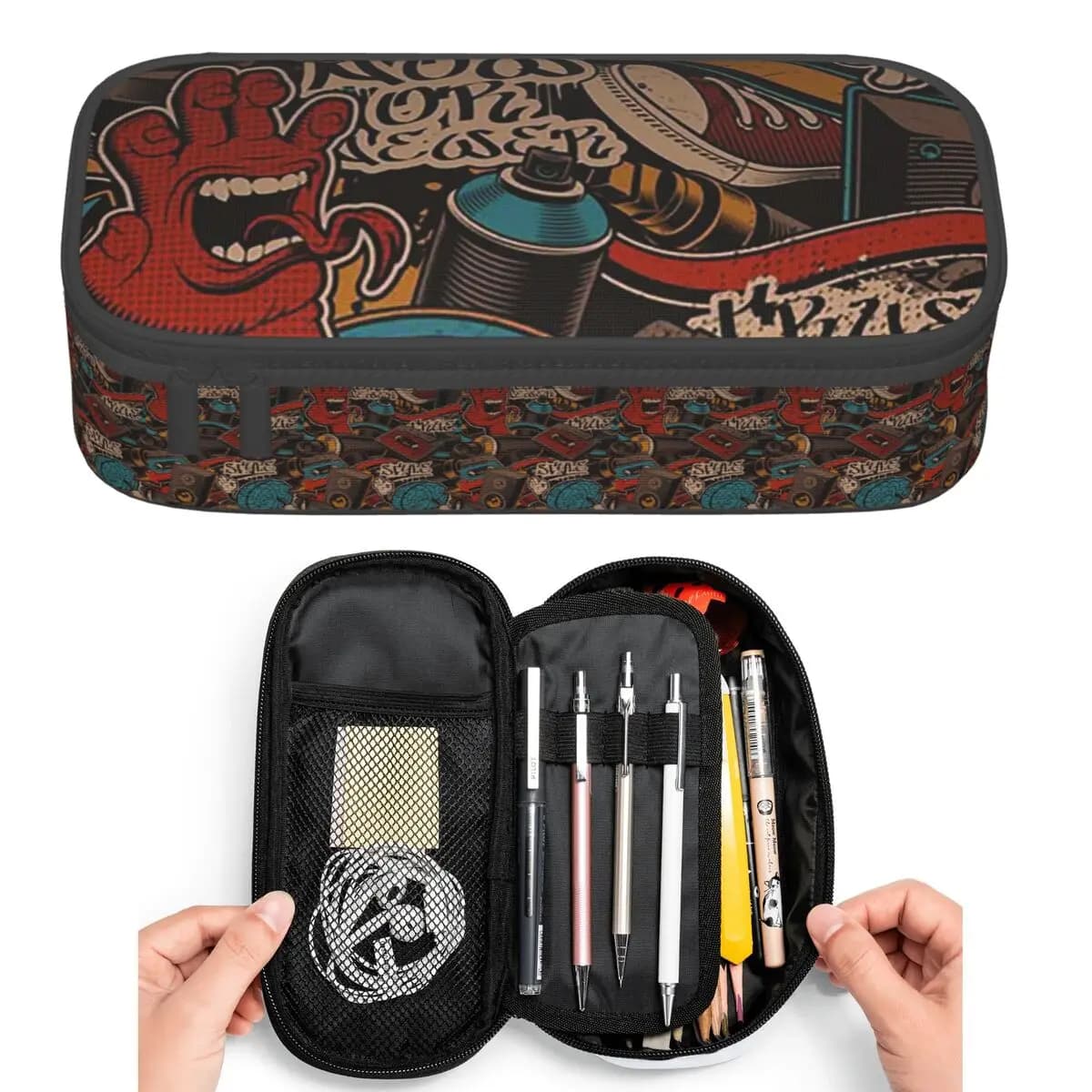 Astuccio per Matite con Motivo Urbano Hip Hop Graffiti Street Art, Portapenne per Studenti, Borsa per Matite di Grande Capacità, Porta Penne