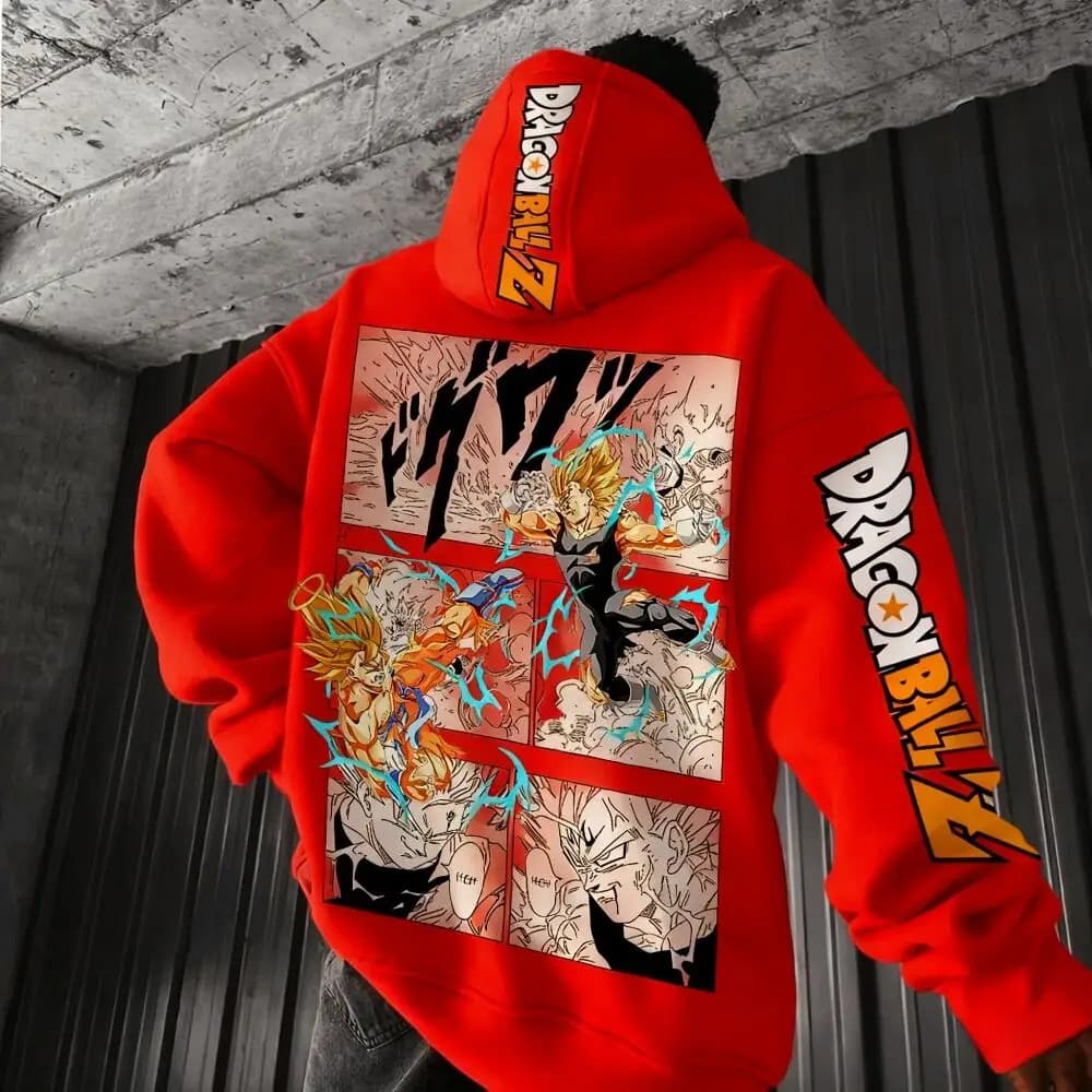 Felpa con cappuccio stampata con marchio Dragon Ball Comics Co 2025 Autunno_Inverno da uomo e da donna Nuovo maglione Harajuku giapponese casual allentato