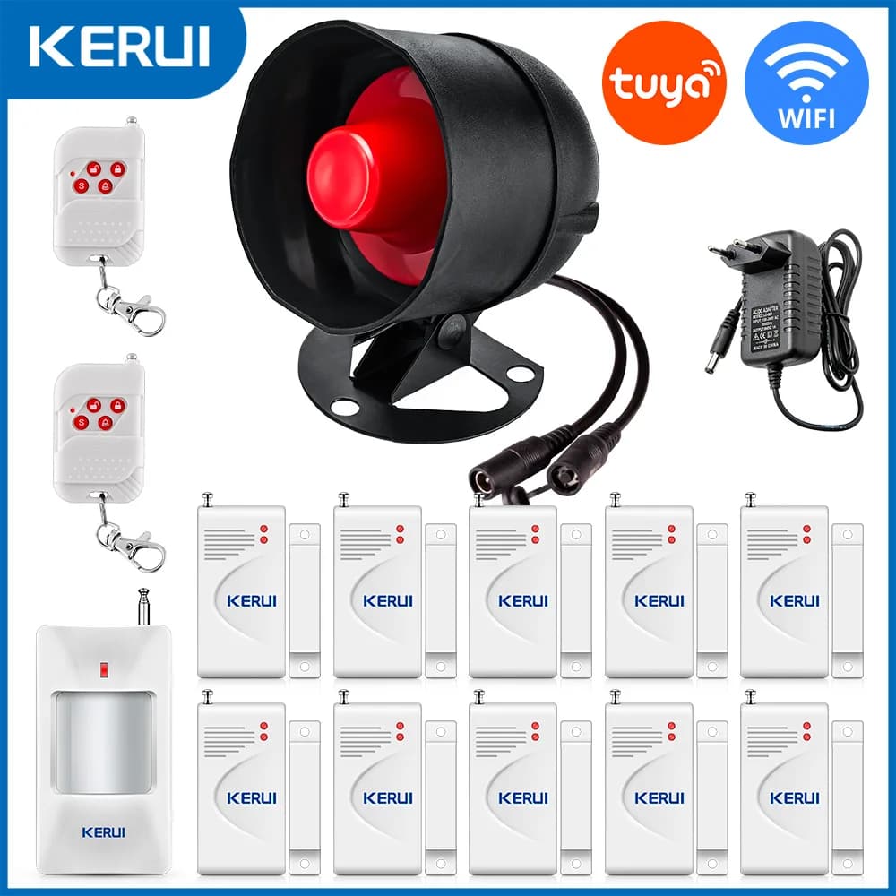 KERUI Tuya Smart WiFi Sistema di Allarme Porta Senza Fili FAI DA TE Smart Home Sistema di Sicurezza Telefono APP Avviso 110db Sirena Porta Finestra Sensore