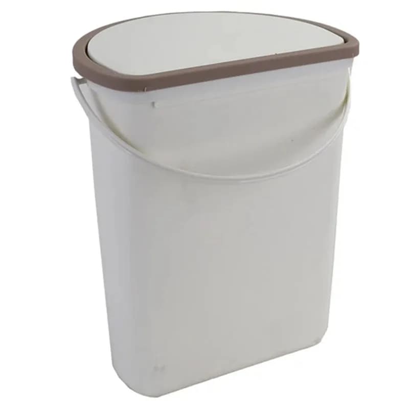 Cestino per rifiuti in plastica da 10 litri con coperchio per camper, barche, roulotte, montaggio a porta o a parete.