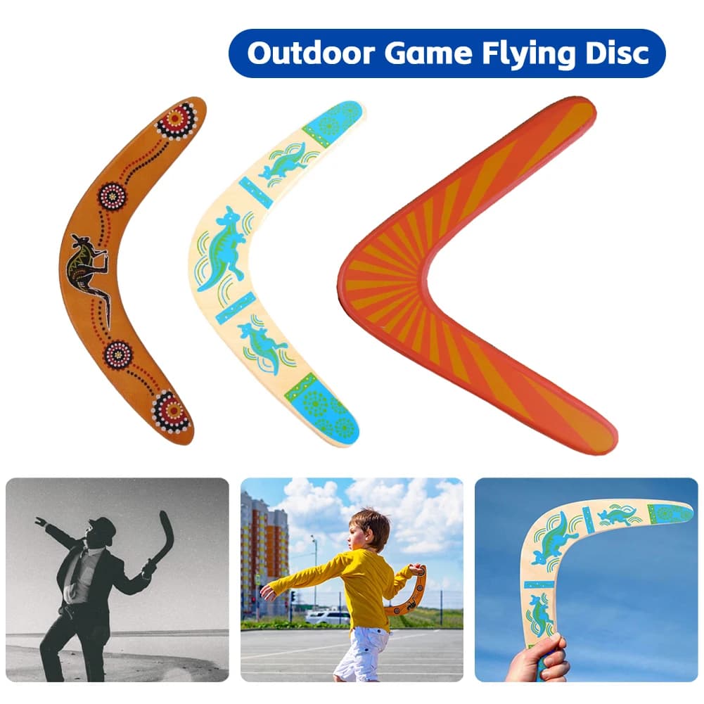 Boomerang in legno Sport Ritorno al passato Boomerang a forma di V Disco volante Lancio Gioco all'aperto Giocattoli per bambini Gioco interattivo per adulti Prop