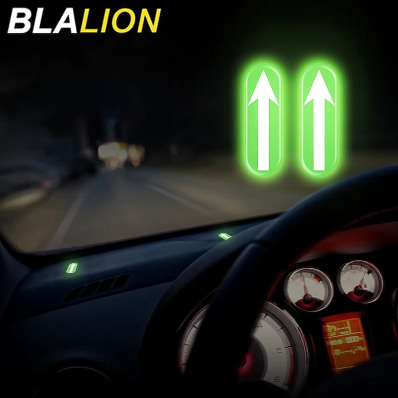 BLALION adesivi luminosi per la marcatura di punti per auto interna valutazione direzionale segno frecce etichetta decalcomania di guida per auto segnale di avvertimento notturno
