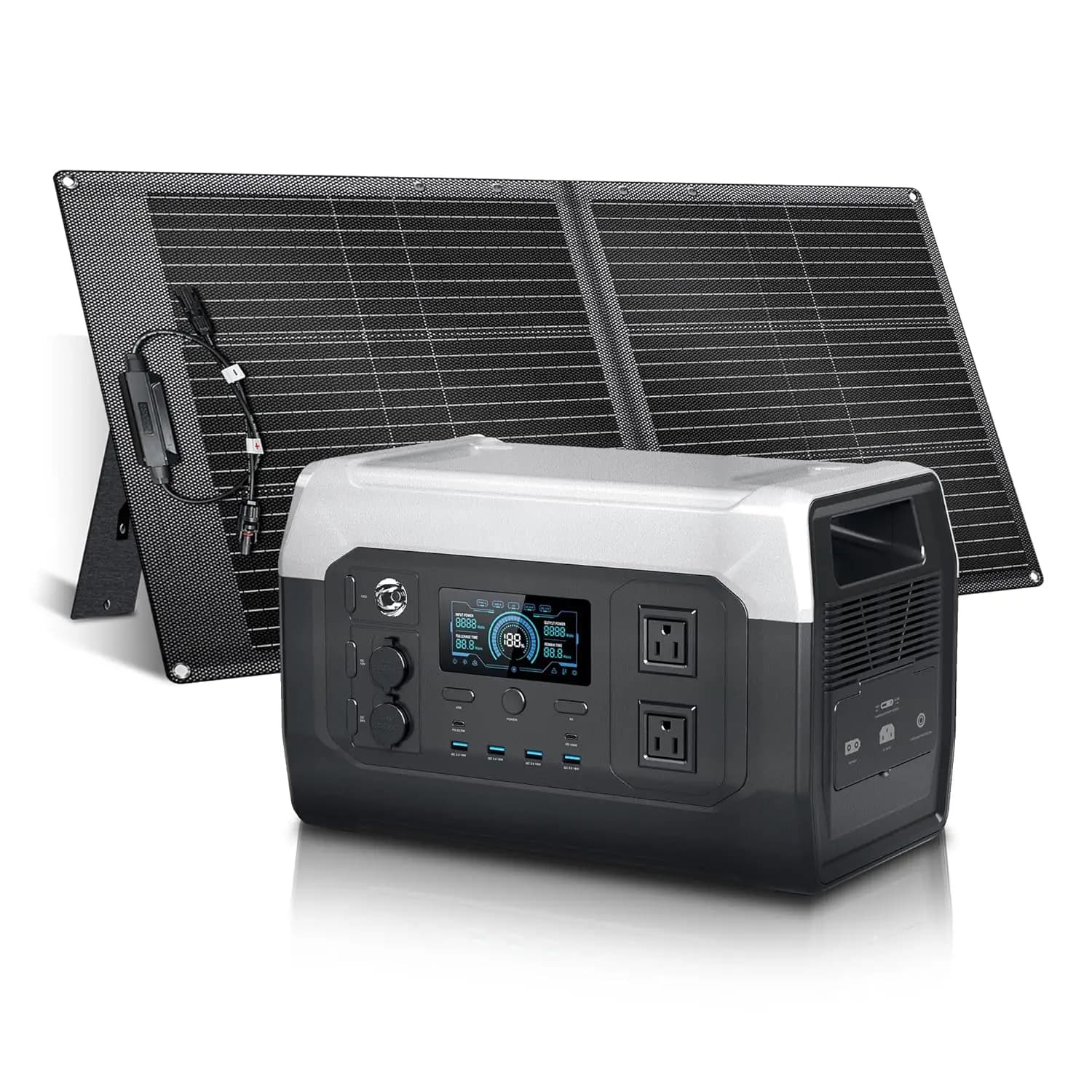 Stazione di Alimentazione Portatile con Pannello Solare da 100W, Batteria LiFePO4 da 1024Wh, Generatore Solare per Campeggio, Attività all'Aperto, Viaggi