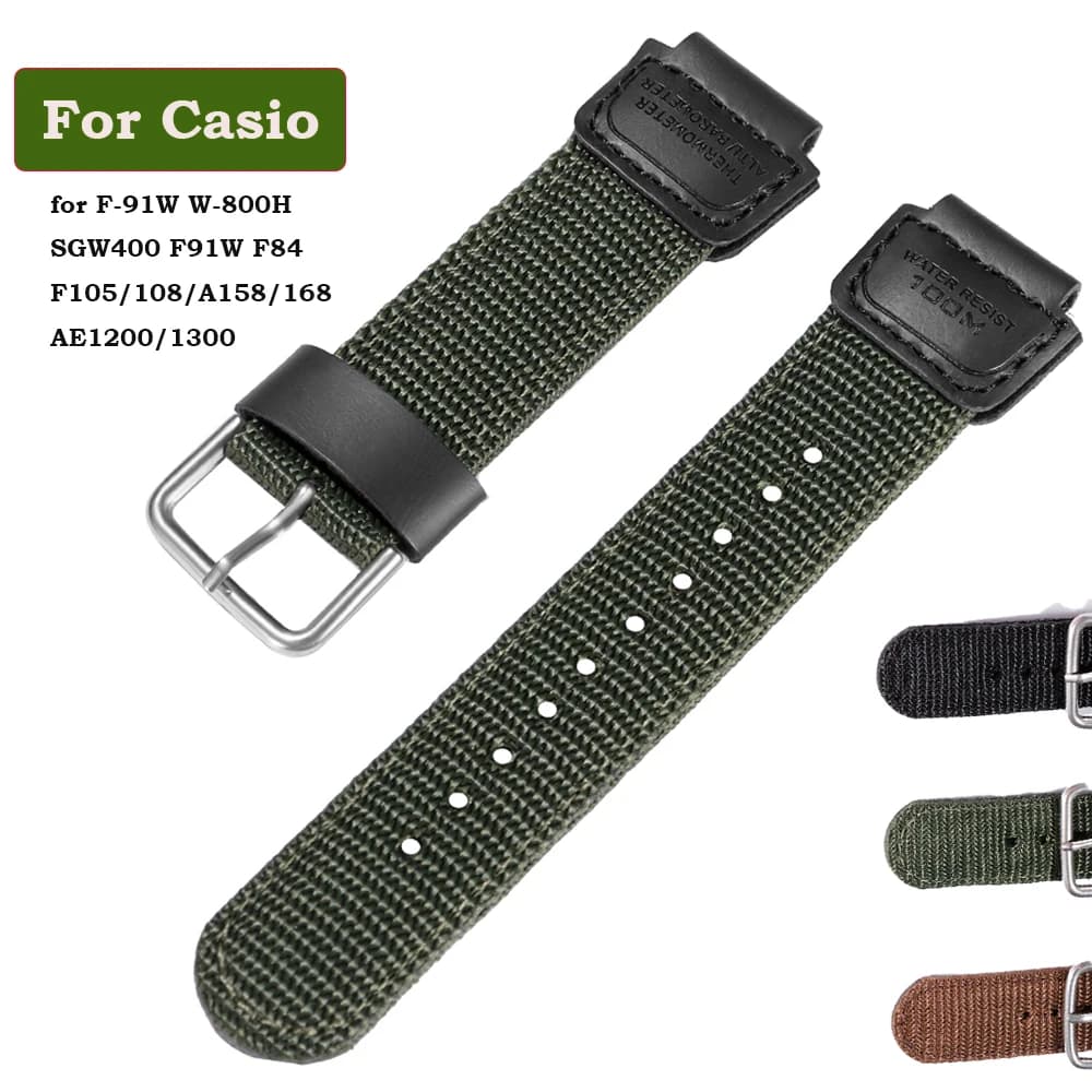 F-91W W-800H W-800H SGW400 F91W F84 F105/108/A158/168 AE1200/1300 18mm women's cow leather strap bracelet
