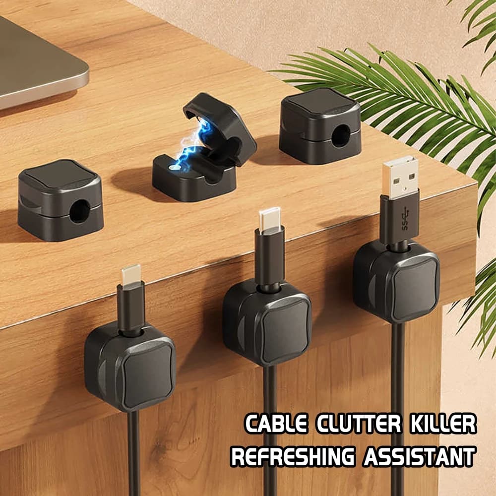 1/6/12pcs Magnetic Cable Clip Cable Holder Adhesive Wire Keeper Cord Cable Organizer Winder For Under Desk Management Clip