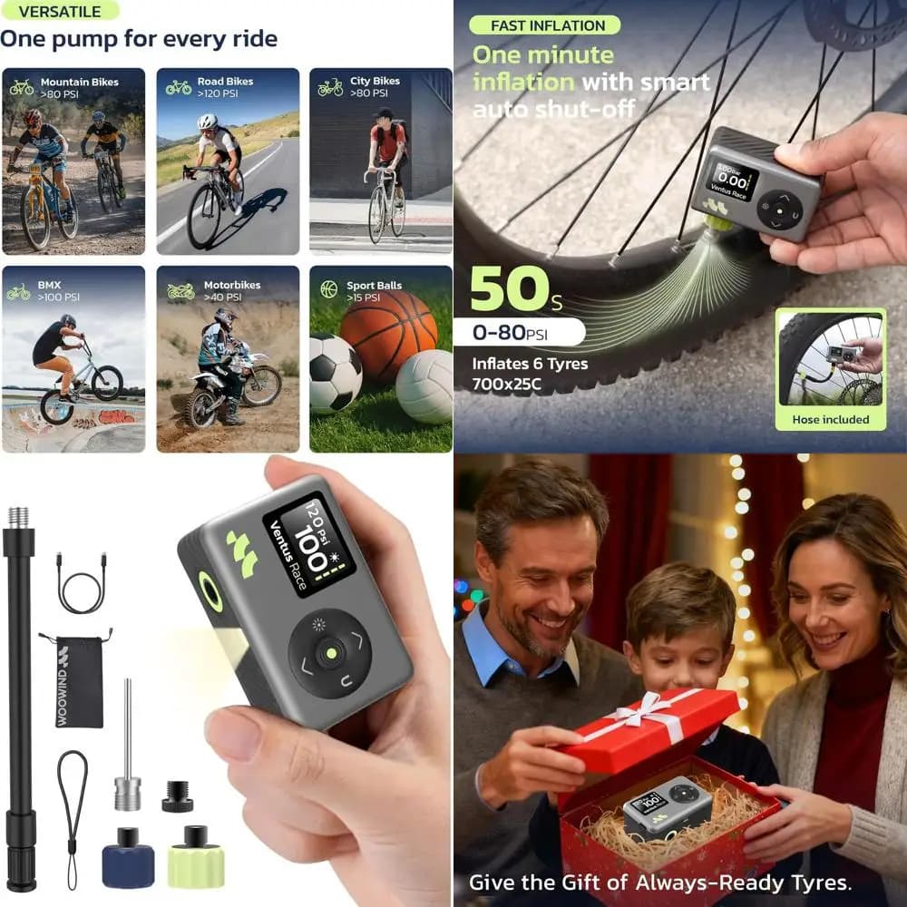 Pompa per bici portatile ad alta velocità - 120 PSI con manometro per valvole Presta/Schrader, adatta per bici da strada, città e MTB
