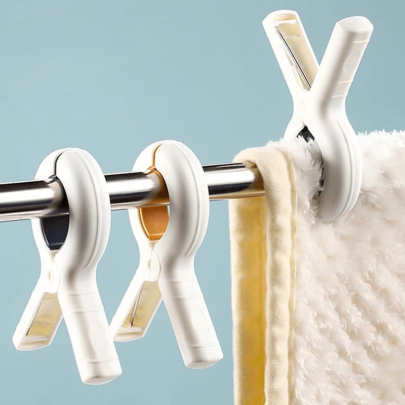 Beach towel clip, traceless clip, large windproof and sun-drying clip, bedlinen clip, white sticker clip, plastic clip