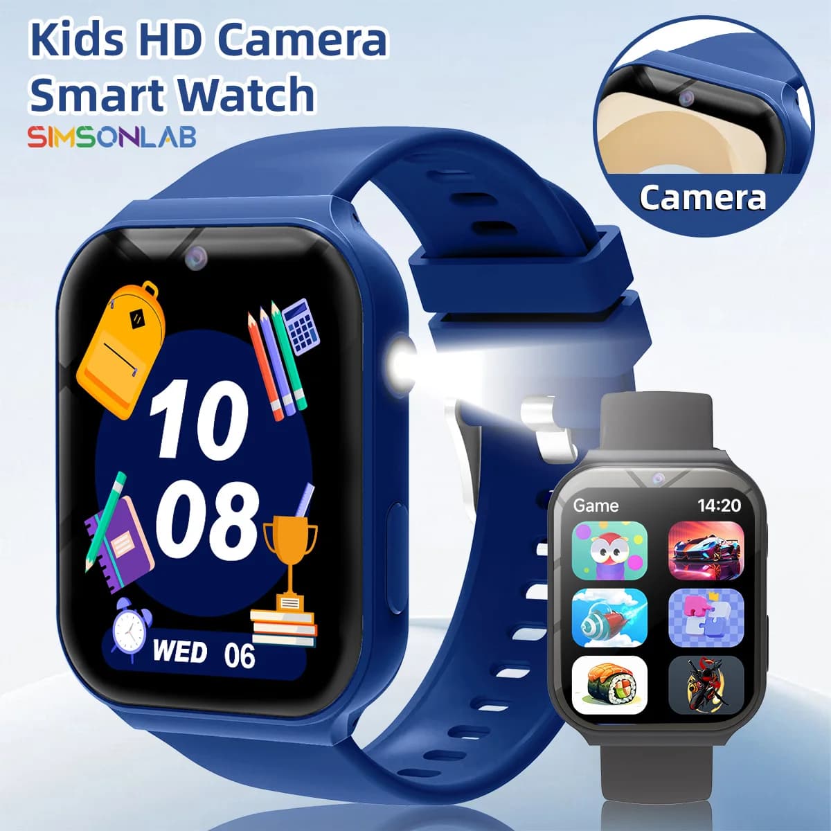 Smartwatch 2026 per Bambini con Telecamera HD, Torcia, Giochi Multipli e Calcolatrice - Regalo di Compleanno e per la Festa dei Bambini per Ragazzi e Ragazze