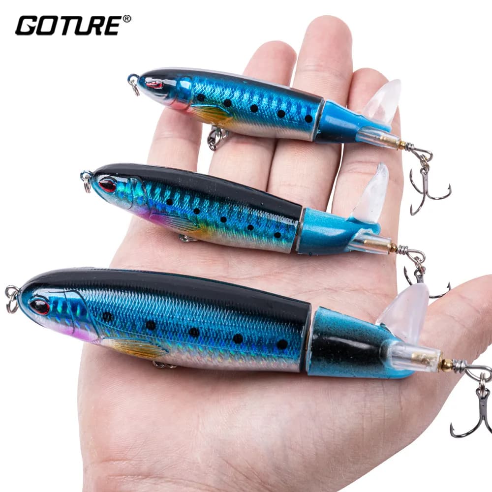 Goture Whopper Popper 10 cm/11 cm/14 cm Topwater Pesca Richiamo Blowup Luccio Esche Coda Rotante Attrezzatura da pesca Crankbait Wobblers