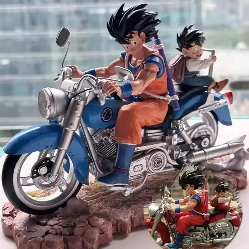 Dragon Ball Super Saiyan GK Figure Goku Gohan Moto con Pneumatici Rotanti, Modello da Collezione in Scatola per Collezionisti di Anime