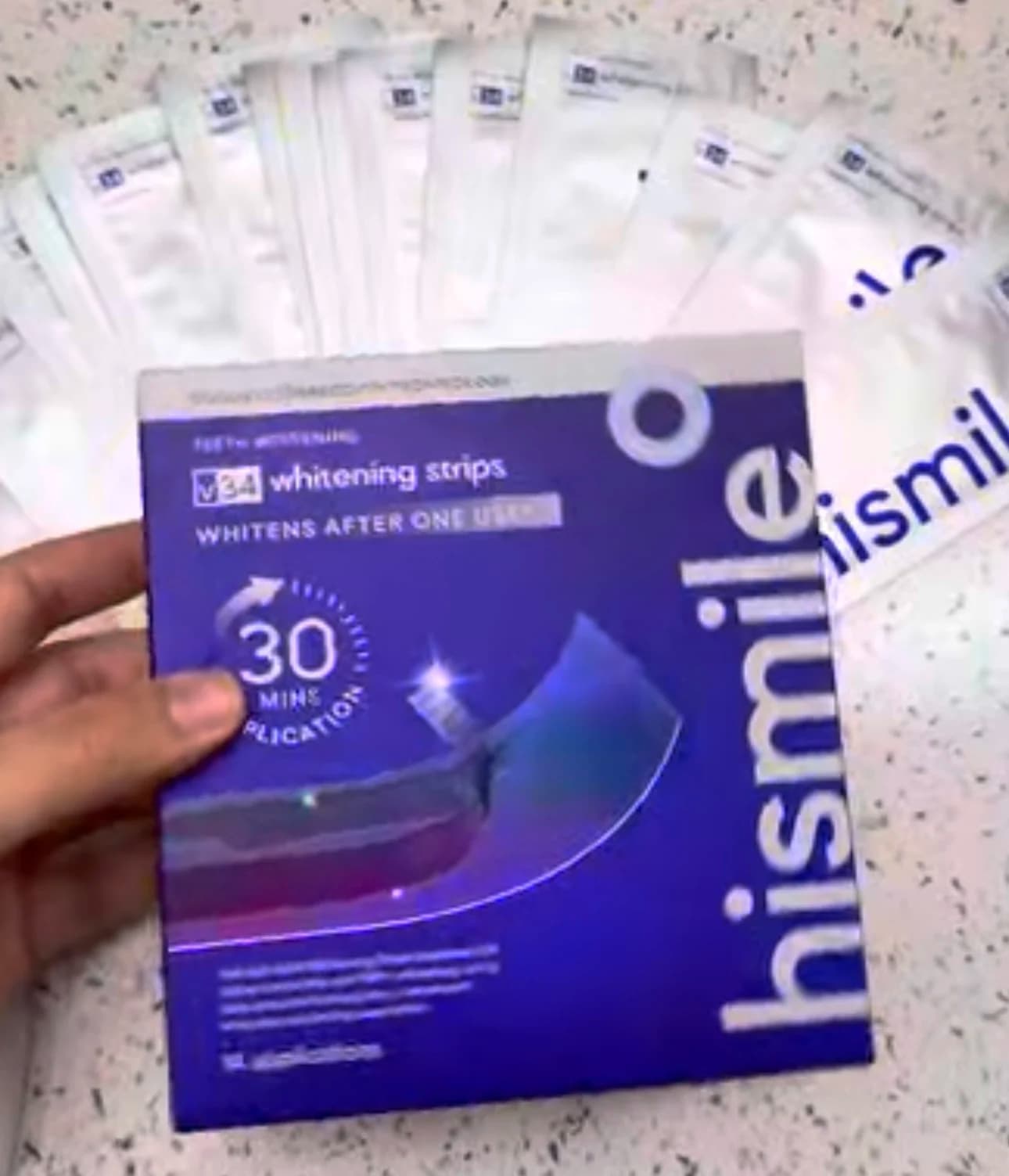 Hismile V34 Strisce Sbiancanti per Denti 30ml, Siero Correttore del Colore V34 237ml, Collutorio Sbiancante ID per Pulizia e Rimozione Macchie