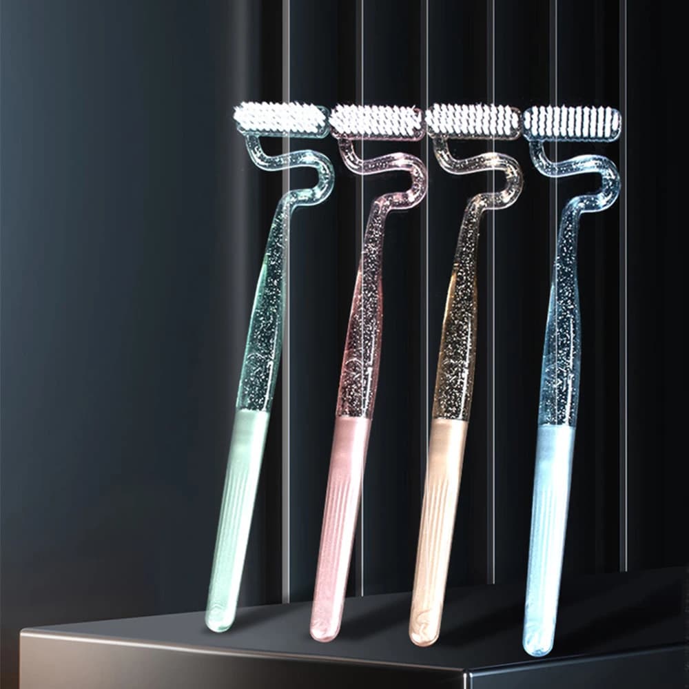 S-shaped Vertical Toothbrush Interdental Brush for Adults Special-shaped Soft-haired Tongue Cleaning Massage Independent Package