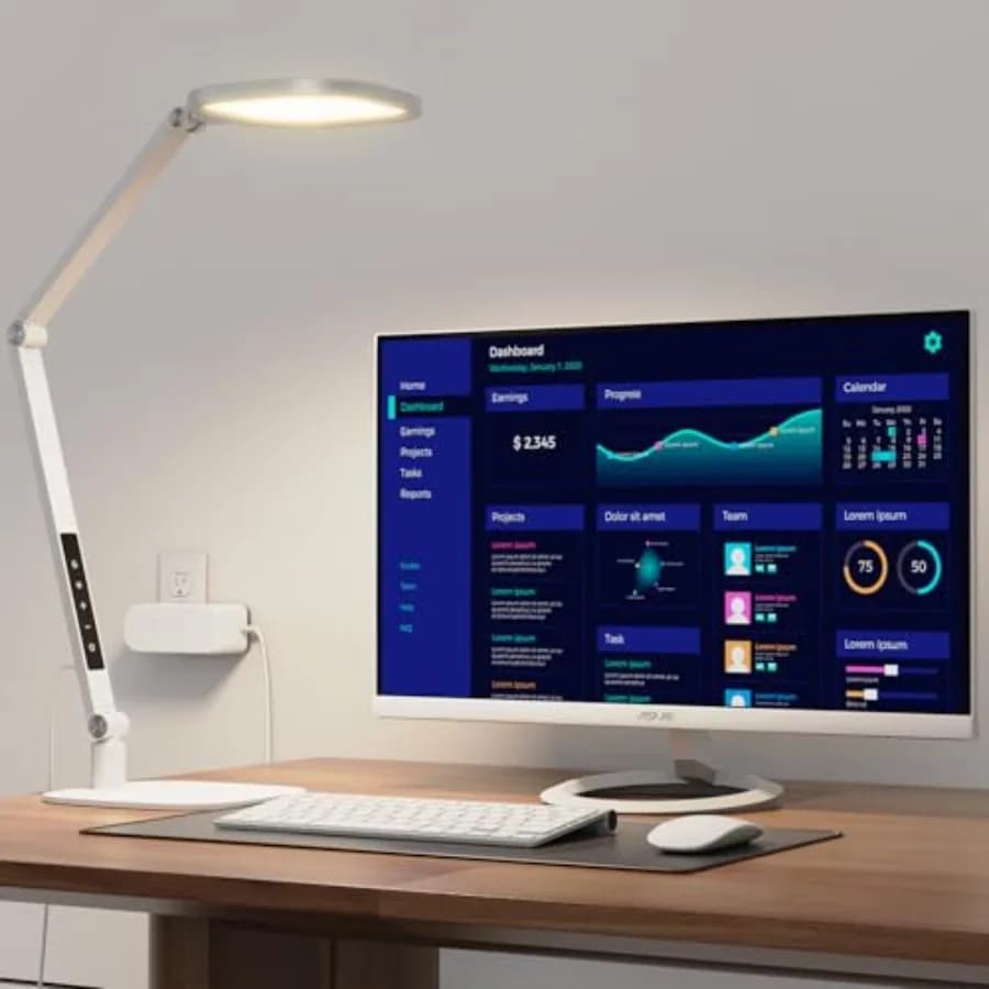 Lampada da Scrivania LED per Casa e Ufficio, Luce Professionale per la Cura degli Occhi, Diffusa, 3 Colori, 10 Livelli di Luminosità, Dimmerabile
